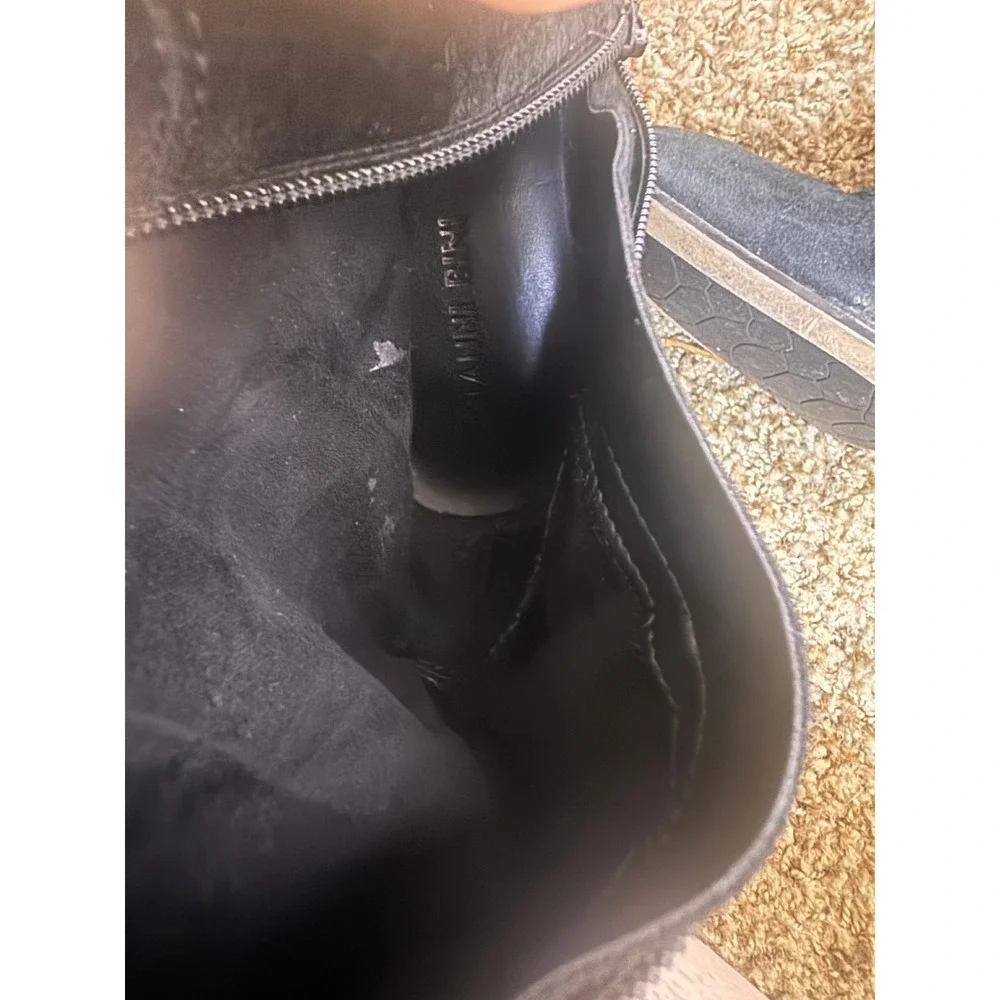 Gianni Bini Black Suede Over The Knee Boots Size 7 Block Heel Tall Zip Boot